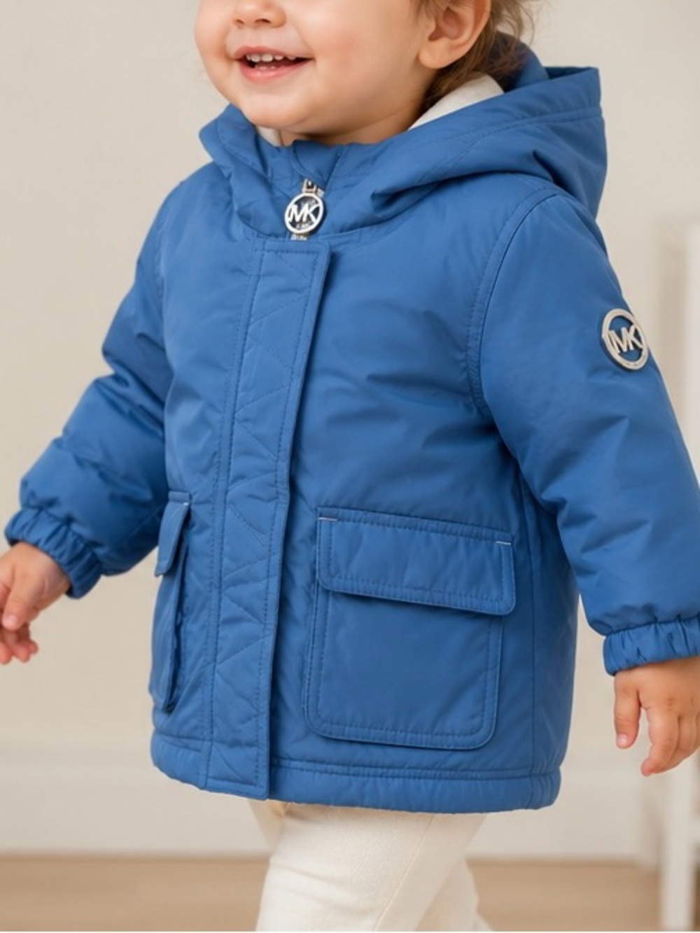 Michael Kors Blue Hooded Puffer Jacket - Infant/Toddler